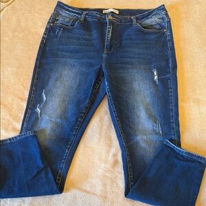 KanCan Women's Distressed Blue Skinny Jeans